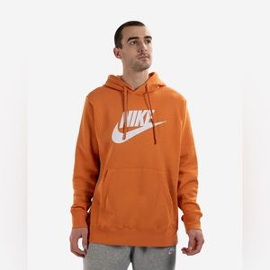 Men’s Nike sportswear club fleece hoodie | size men’s large | orange